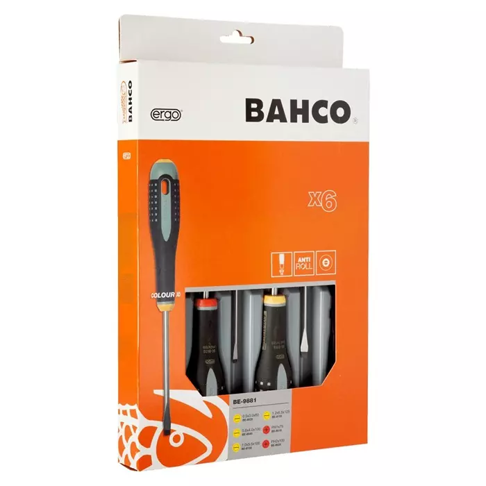 Bahco Phillips Slotted Screwdriver Set, BE-9881 (Set of 6 Pcs)