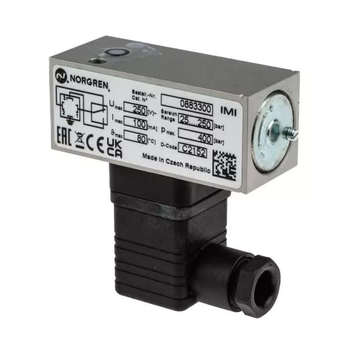 Norgren Pressure Switch Positive Pressure Type 25 Bar to 250  Bar, 0883300000000000
