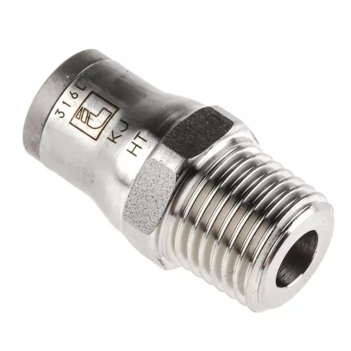 Legris LF3800 Series Straight Threaded Adaptor R 1/4 Male to Push In 8 mm Threaded-to-Tube Connection Style, 3805 08 13