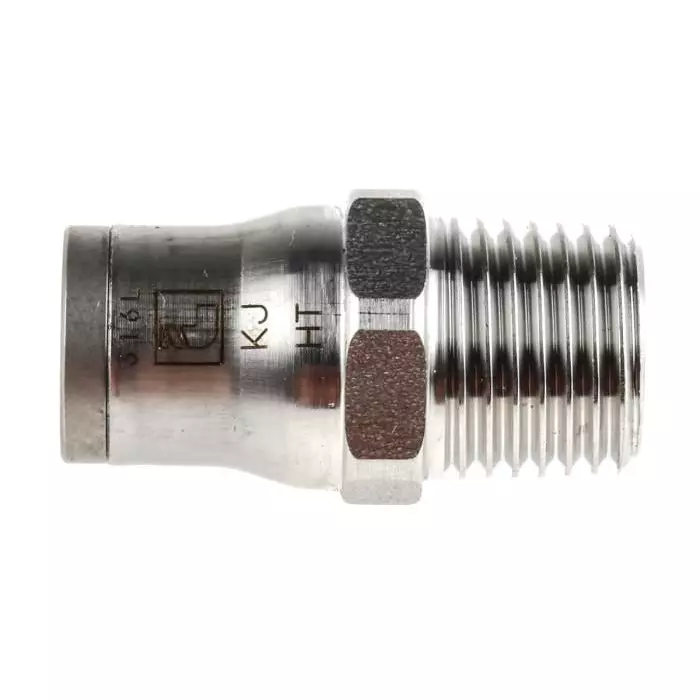 Legris LF3800 Series Straight Threaded Adaptor R 1/4 Male to Push In 8 mm Threaded-to-Tube Connection Style, 3805 08 13