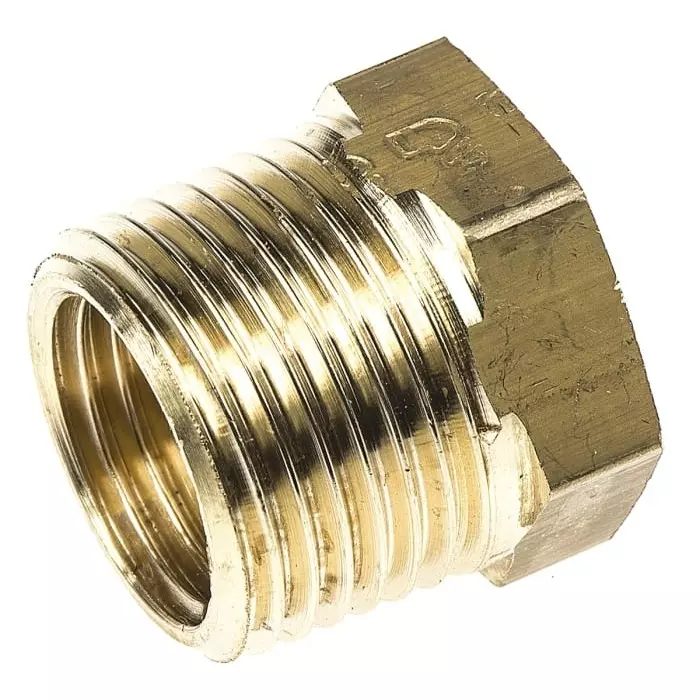 Legris Brass Pipe Fitting Straight Threaded Reducer Male R 3/8 inch to Female G 1/4in, 0163 17 13 (Pack of 5 Pcs)