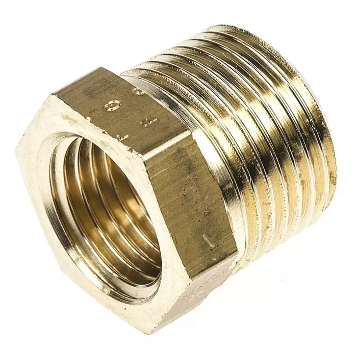 Legris Brass Pipe Fitting Straight Threaded Reducer Male R 3/8 inch to Female G 1/4in, 0163 17 13 (Pack of 5 Pcs)