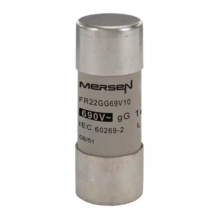 Mersen Slow-Blow Ceramic Cartridge Fuse 10 A 690 V AC 22.2x58 mm, FR22GG69V10 (Pack of 10 Pcs)
