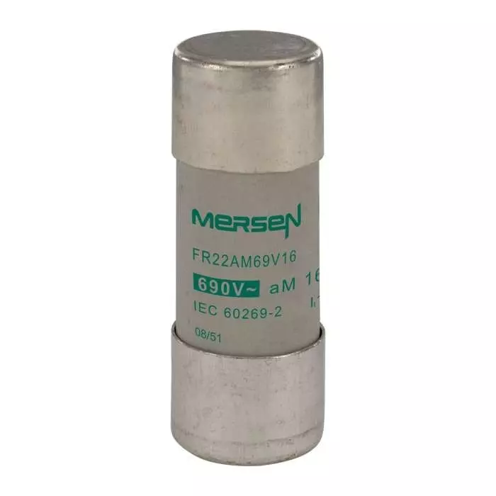 Mersen Slow-Blow Ceramic Cartridge Fuse 16 A 690 V AC 22.2x58 mm, FR22AM69V16 (Pack of 10 Pcs)
