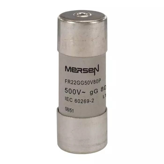 Mersen Slow-Blow Ceramic Cartridge Fuse 80 A 500 V AC 22.2x58 mm, FR22GG50V80P (Pack of 10 Pcs)