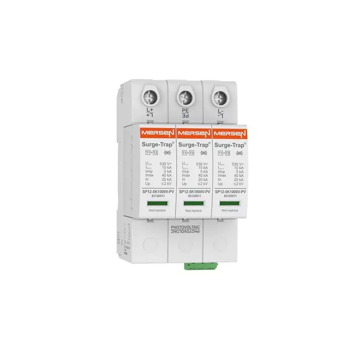 Mersen Surge Protector 5 kA 1060 V DC DIN Rail Mount, 83120168 - STPT12-5K1000V-YPVM