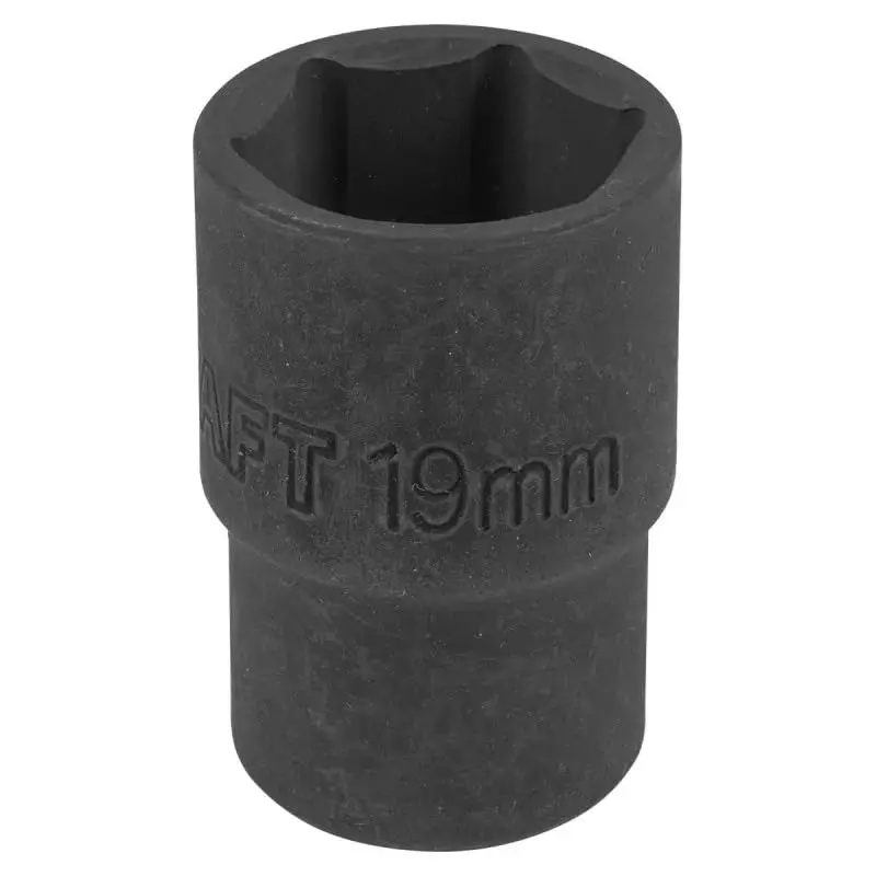 FORCEKRAFT Impact Socket 6 Point Grip Black Chrome Molybdenum Steel 19 mm Diameter Black Oxide Finish for Industrial Use