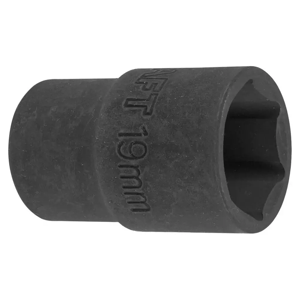 FORCEKRAFT Impact Socket 6 Point Grip Black Chrome Molybdenum Steel 19 mm Diameter Black Oxide Finish for Industrial Use