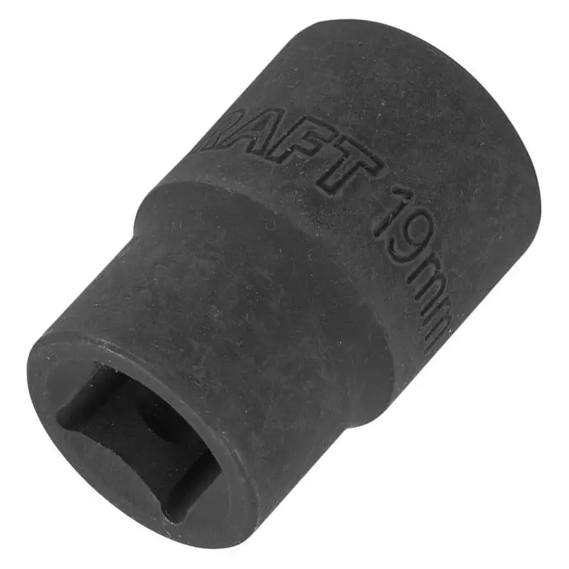 FORCEKRAFT Impact Socket 6 Point Grip Black Chrome Molybdenum Steel 19 mm Diameter Black Oxide Finish for Industrial Use