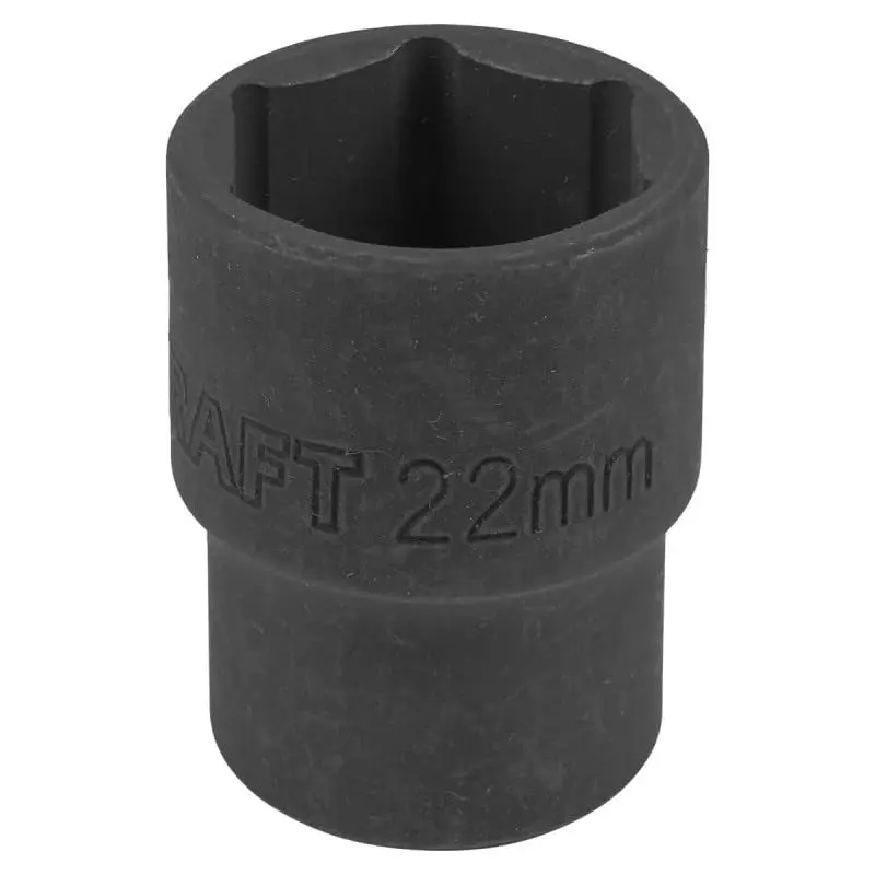 FORCEKRAFT Impact Socket 6 Point Grip Black Chrome Molybdenum Steel 22 mm Diameter Black Oxide Finish for Industrial Use