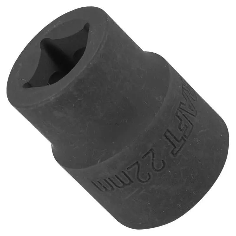 FORCEKRAFT Impact Socket 6 Point Grip Black Chrome Molybdenum Steel 22 mm Diameter Black Oxide Finish for Industrial Use
