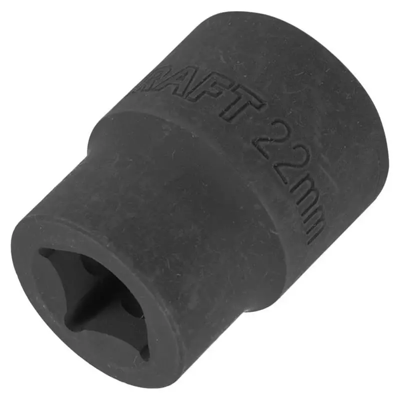 FORCEKRAFT Impact Socket 6 Point Grip Black Chrome Molybdenum Steel 22 mm Diameter Black Oxide Finish for Industrial Use