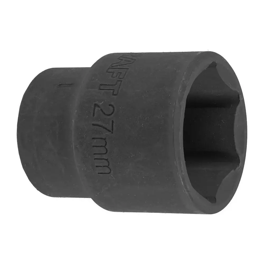 FORCEKRAFT Impact Socket 6 Point Grip Black Chrome Molybdenum Steel 27 mm Diameter Black Oxide Finish for Industrial Use