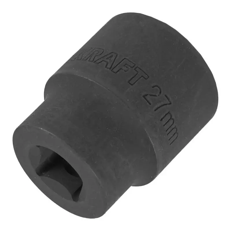 FORCEKRAFT Impact Socket 6 Point Grip Black Chrome Molybdenum Steel 27 mm Diameter Black Oxide Finish for Industrial Use