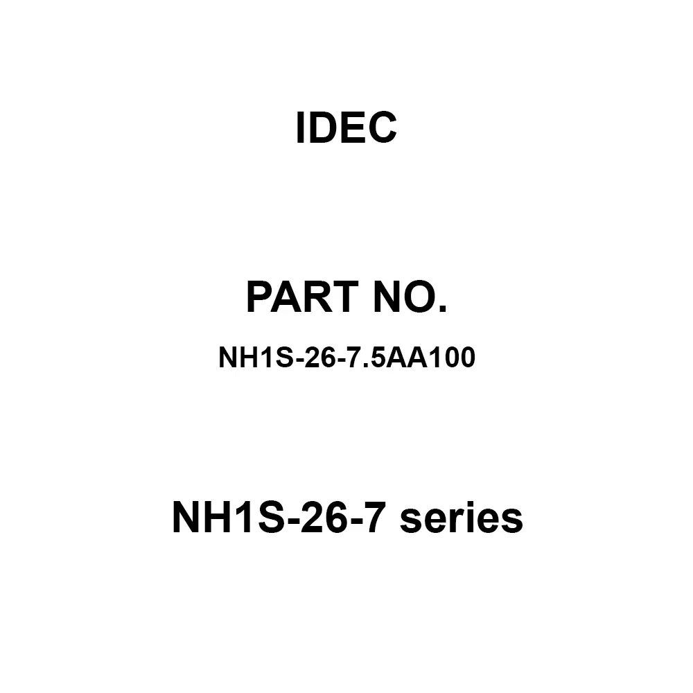 IDEC NH1S-26-7 Series Fluid Electromagnetic Trip Method AC250/DC65 V 2 Pole, NH1S-26-7.5AA100