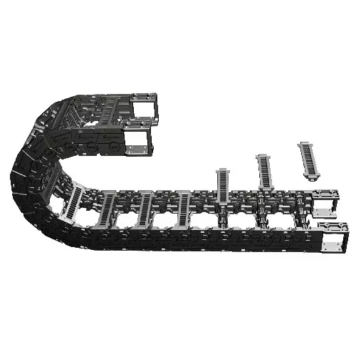 Controlwell Cable Drag Sabin N Type Chain Both Side Open 200 mm Inner Width 46 mm Bending Radius, NSB028N.200.R46