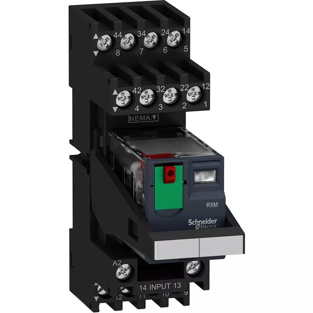 Schneider Electric Harmony Electromagnetic Relay [Test button] Yes, [Release lever] Yes Spec, RXM2AB2P7PVM