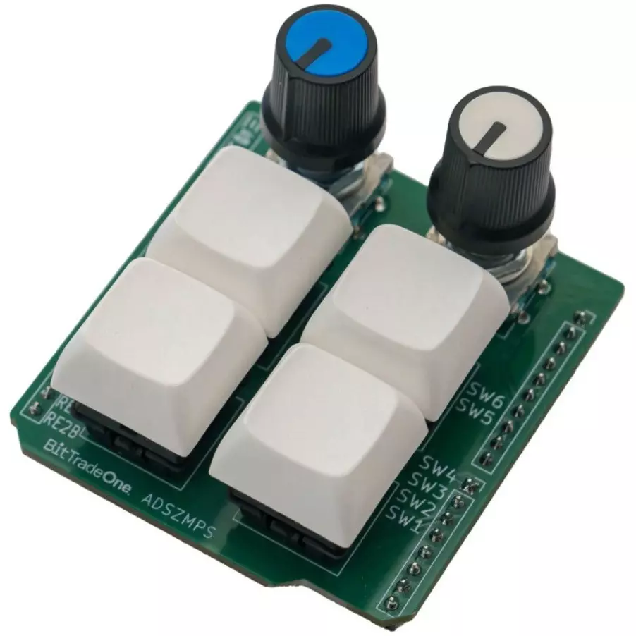 Bit Trade One Macro Pad Shield Components: 4 Cherry MX keys, 2 rotary encoders Spec, ADSZMPS