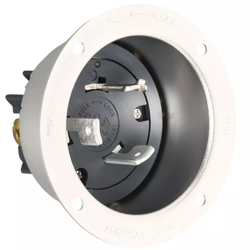 AMERICAN DENKI Hook Type Flange Inlet 600 V Rated Voltage, 3665