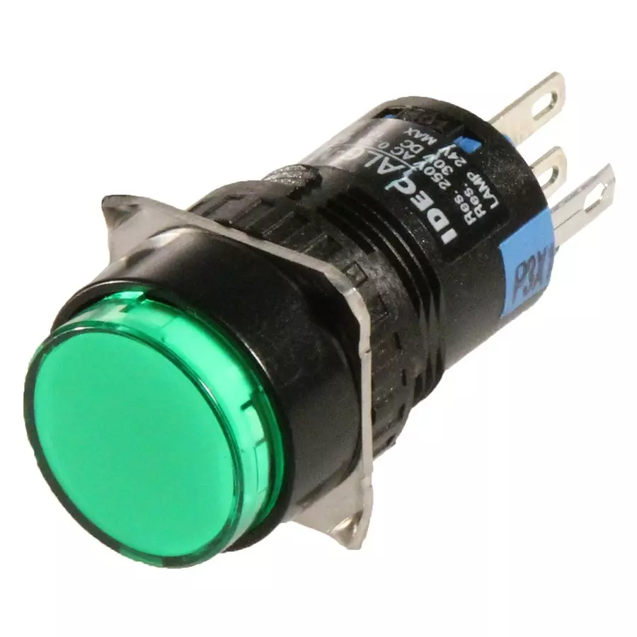 IDEC SWITCH, INDUSTRIAL PUSHBUTTON, 18MM, AL6M-M14-G