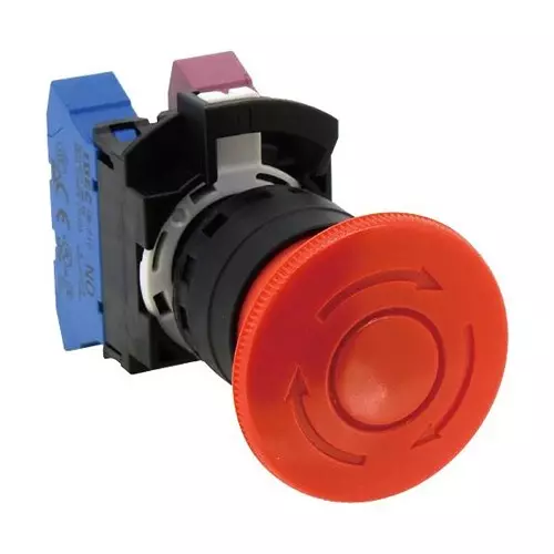 IDEC E-STOP SW, SPST-NO/NC, 10A, 110VAC/PANEL, HW1B-V4P11R