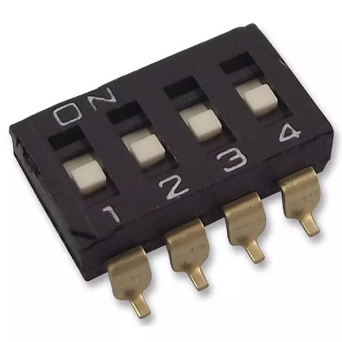 OMRON ELECTRONIC COMPONENTS SWITCH, DIP, SPST, 4WAY, FLUSH, UNSEALED, A6S4101H