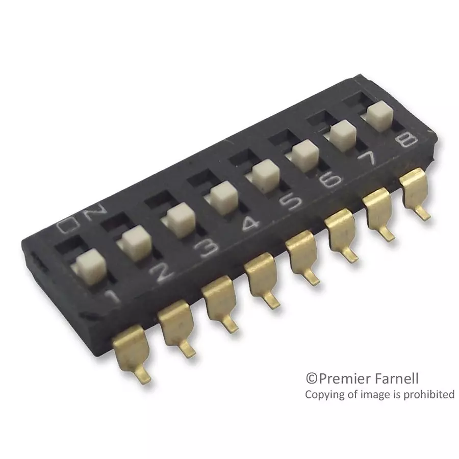 OMRON ELECTRONIC COMPONENTS SWITCH, DIP, RAISED ACTUATOR, 8 WAY, A6S8104H