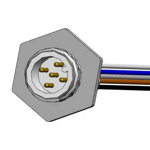 NORCOMP Sensor Cord, 5P M12 Plug-Free End, 12", MPM12A05I12CF01.
