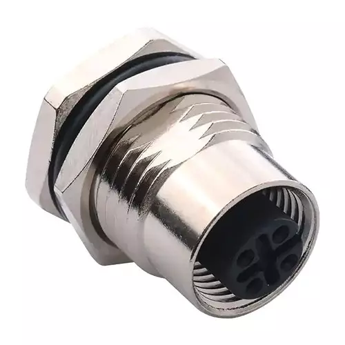 NORCOMP Sensor Conn, M12, 4Pos, Rcpt, Panel, 860-004-21SR004