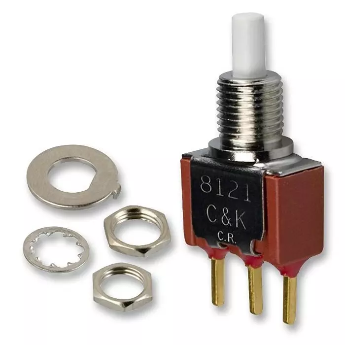 C&K COMPONENTS Switch, Spdt, 1A, 120Vac, Panel, On-Mom, 8121SHZGE