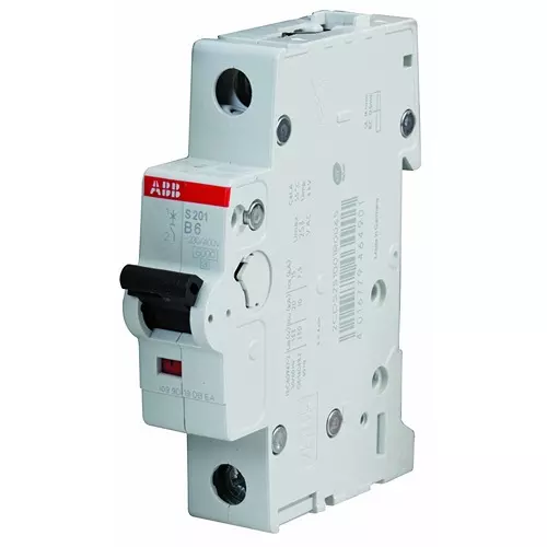 ABB Circuit Breaker, Thermal Mag, 1 Pole, S201-B6