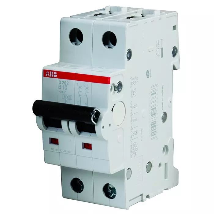 ABB Circuit Breaker, Thermal Mag, 2 Pole, S202-B10