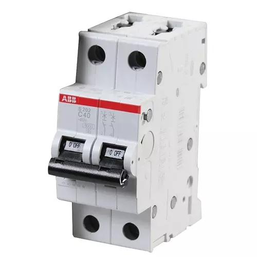 ABB Circuit Breaker, Thermal Mag, 2 Pole, S202-C40