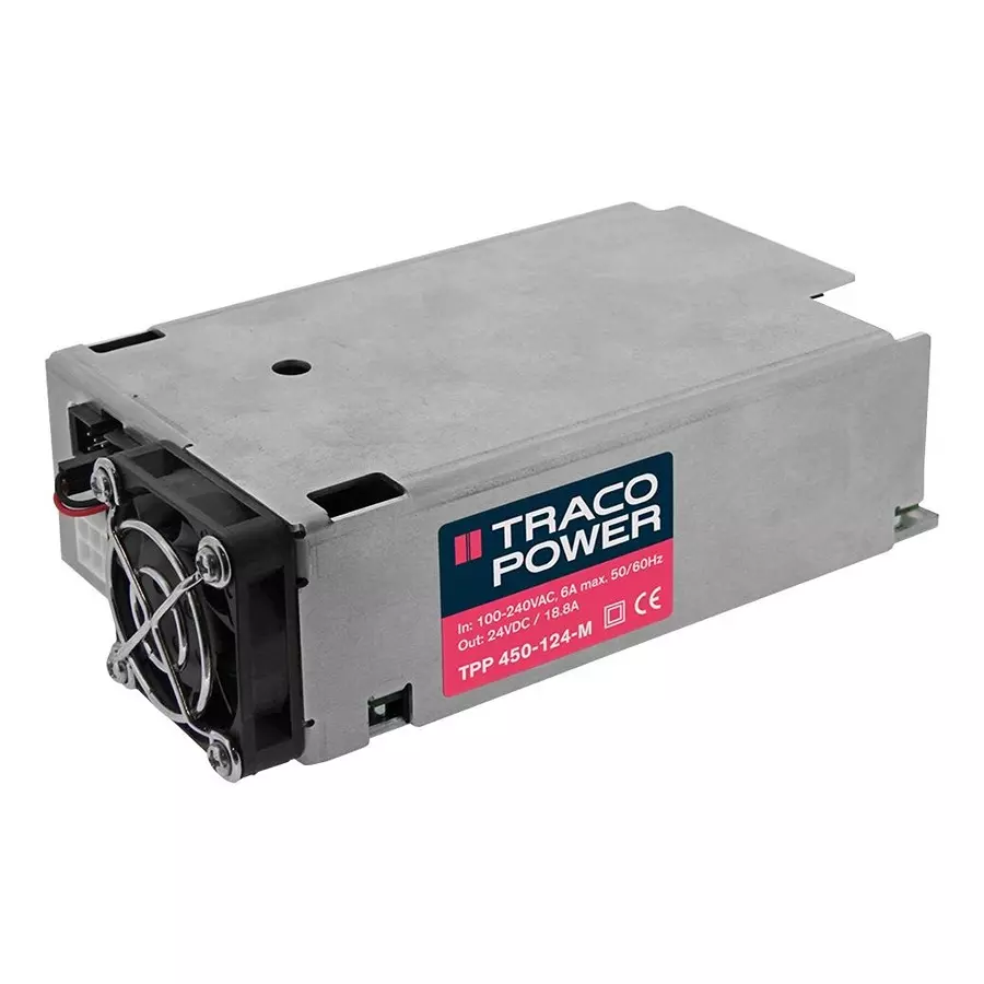 TRACO POWER POWER SUPPLY, AC-DC, 24V, 18.75A, TPP 450-124-M