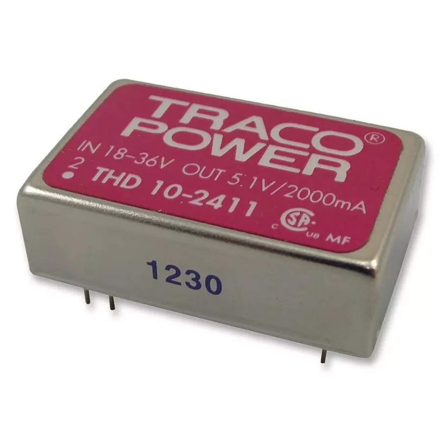 TRACO POWER CONVERTER, DC/DC, 10W, 5V/2A, THD 10-2411
