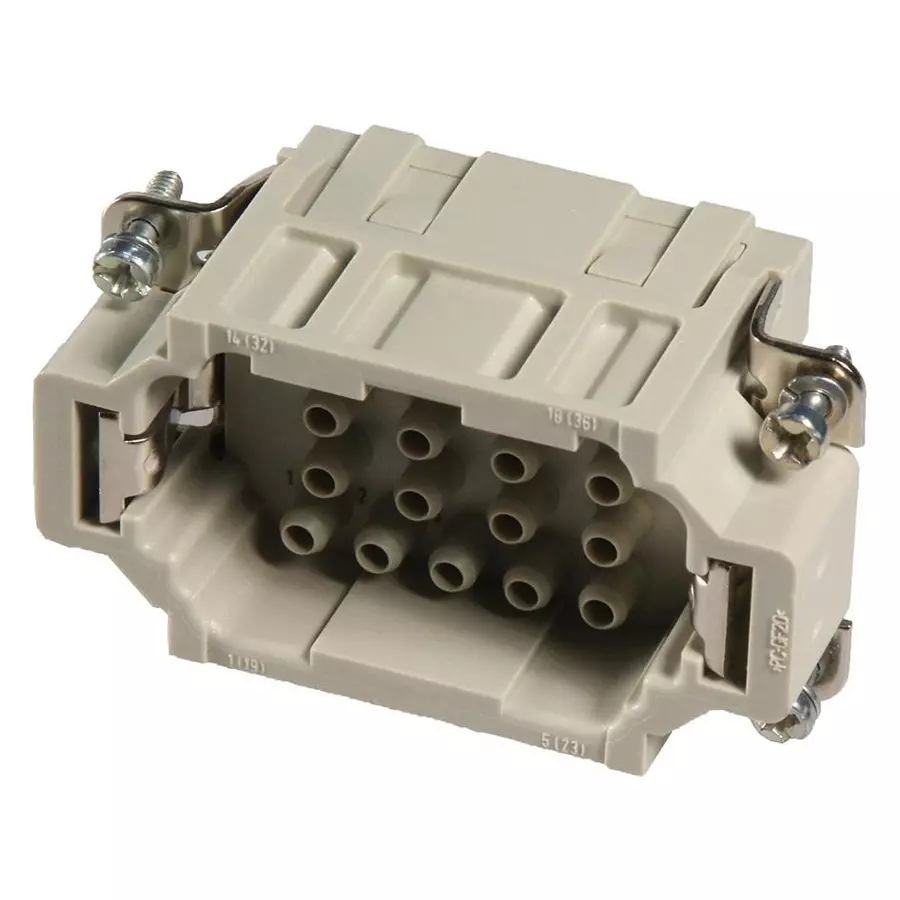 Harting Heavy Duty Connectors RECTANGULAR HAN INSERT, PLUG 18 POSITION CRIMP, 09320183001