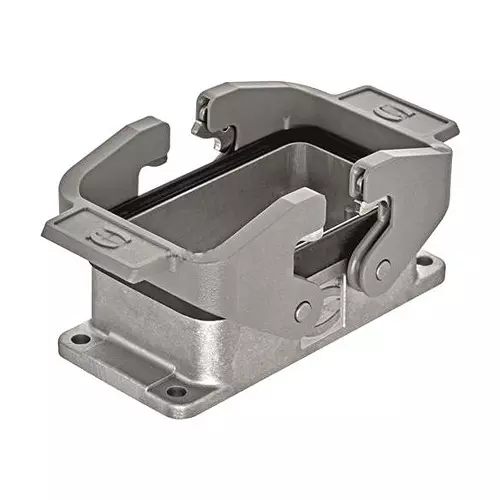 Harting Heavy Duty Hoods / Housings / Bases HOUSING, BULKHEAD, 10B, 2 LEVER, 09628102301