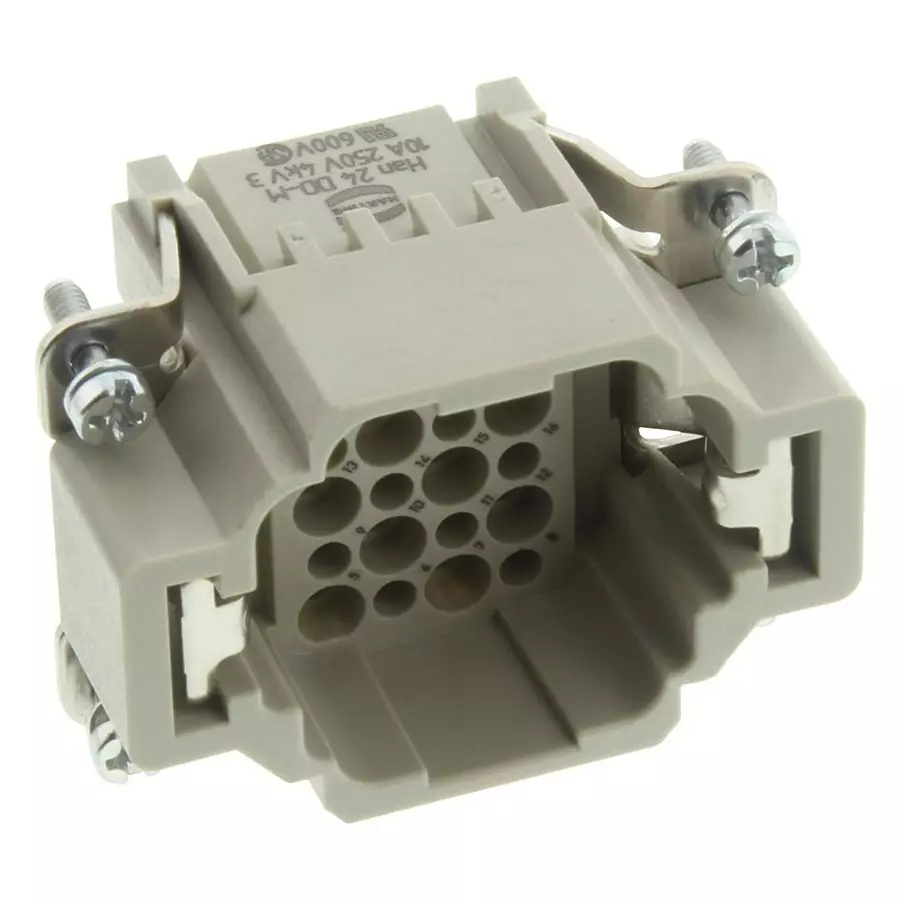 Harting Heavy Duty Connectors RECTANGULAR HAN INSERT, PLUG 24 POSITION CRIMP, 09160243001