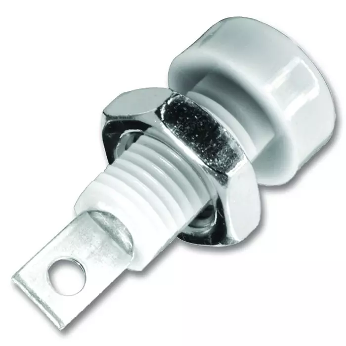 JOHNSON BANANA JACK, 15A, SOLDER, WHITE, 108-0901-001