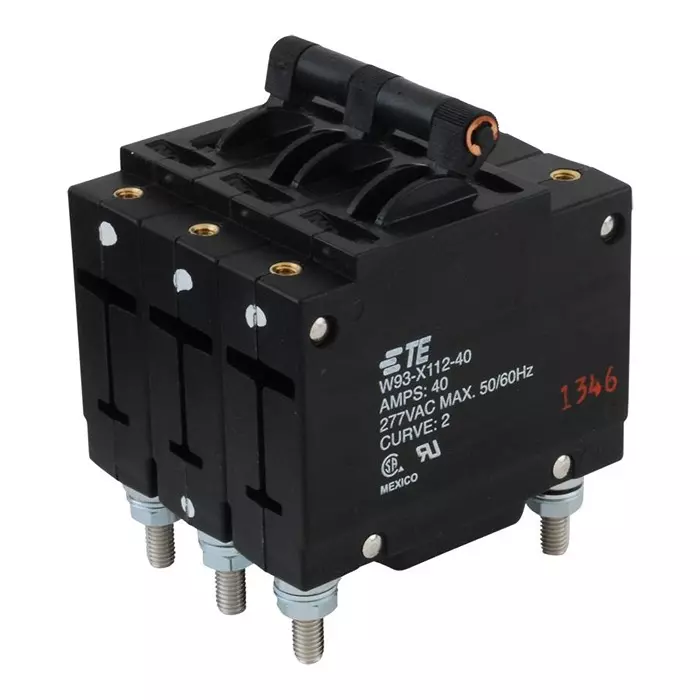 TE CONNECTIVITY CIRCUIT BREAKER, HYDROMAGNETIC, 3P, 277V, 40A, W93-X112-40