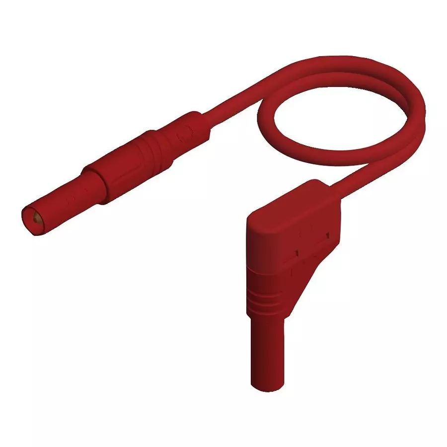 HIRSCHMANN TEST LEAD, 4MM BANANA PLUG-R/A PLUG, RED, 934080101