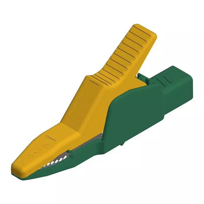 HIRSCHMANN CROCODILE CLIP, 30MM, GREEN/YELLOW, 32A, 972405188