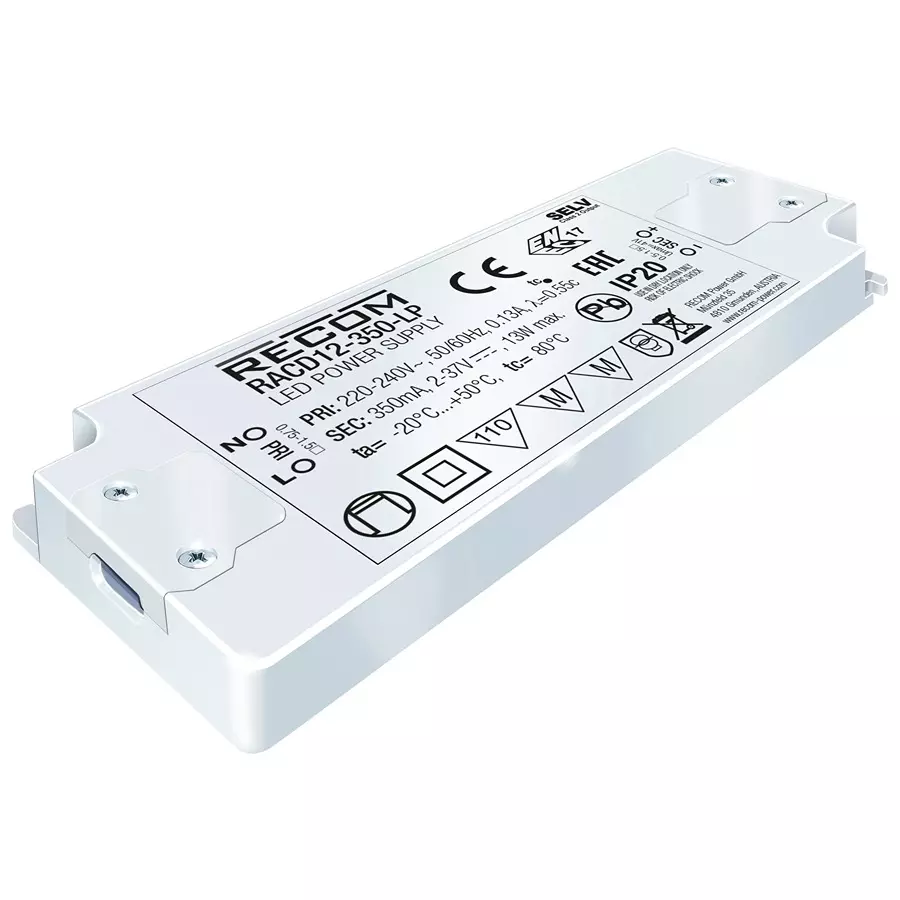 RECOM POWER LED DRIVER, SINGLE O/P, CC MODE, 13W, RACD12-700-LP