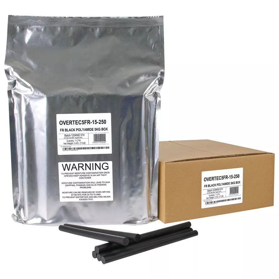POWER ADHESIVES Adhesive, Moulding Resin, Stick, Black, OVERTEC5FR-15-250-BKP-BX05-TEC
