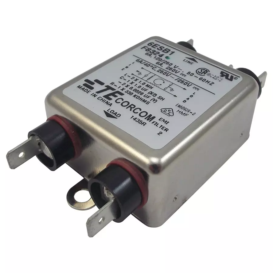 CORCOM - TE CONNECTIVITY POWER LINE FILTER, EMI/RFI, 6A, 1250UA, 6VSB1