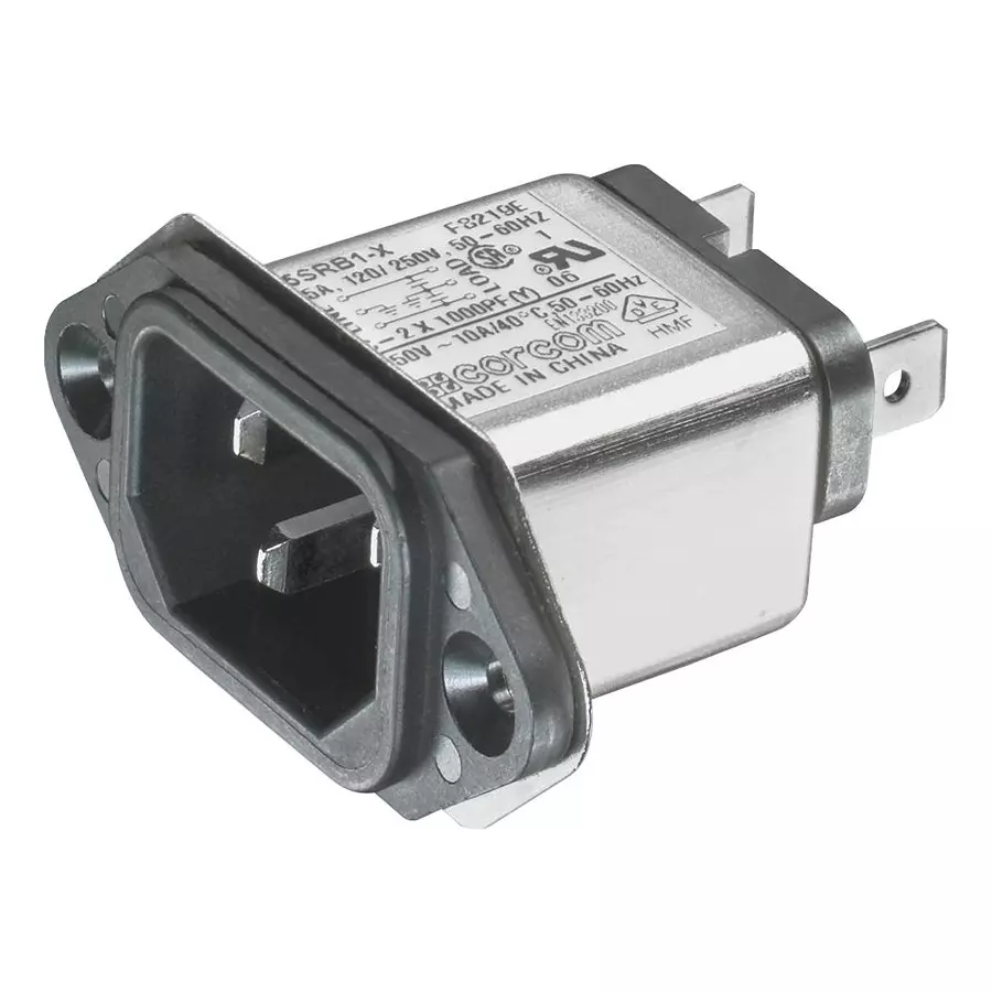 CORCOM - TE CONNECTIVITY IEC INLET C14, 15A, 250VAC, PANEL, 15SRB1-X