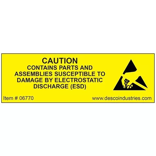 DESCO LABELS, ESD WARNING, 19.05MM x 50.8MM, 500PC ROLL, 06770 (Pack of 500)