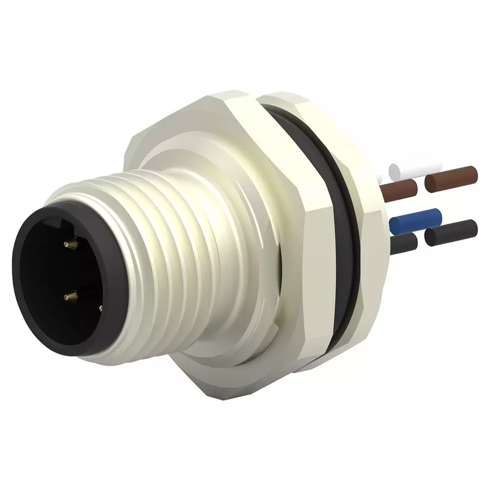 TE CONNECTIVITY Sensor Cord, 4P M12 Plug-Free End, 0.2M, T4171010404-001