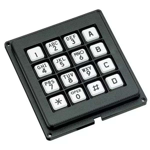 GRAYHILL Switch Keypad 4X4 10Ma 24V Polycarbonate, 86BB2-001