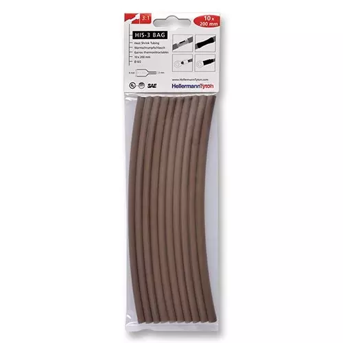 HELLERMANNTYTON Heatshrink, 3:1, 6mm, Brn, 308-30614 (Pack of 10 Pcs)